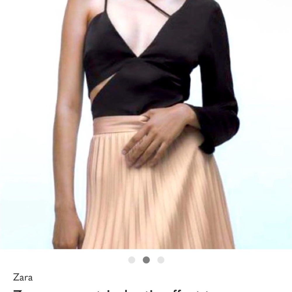 Zara Black Asymmetrical Top with Spaghetti Straps